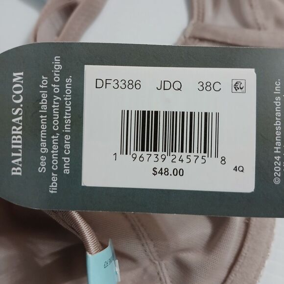 Bali Women's One Smooth U Lace Minimizer Bra Underwire Bras Full-Coverage 38C - Picture 12 of 12